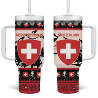 Switzerland Christmas Tumbler With Handle Merry Swissmas - Coat Of Arms Style - Wonder Print Shop
