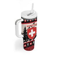 Switzerland Christmas Tumbler With Handle Merry Swissmas - Coat Of Arms Style - Wonder Print Shop