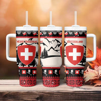 Switzerland Christmas Tumbler With Handle Merry Swissmas - Coat Of Arms Style - Wonder Print Shop