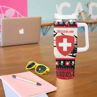 Switzerland Christmas Tumbler With Handle Merry Swissmas - Coat Of Arms Style - Wonder Print Shop
