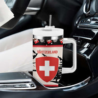Switzerland Christmas Tumbler With Handle Merry Swissmas - Coat Of Arms Style - Wonder Print Shop