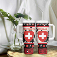 Switzerland Christmas Tumbler With Handle Merry Swissmas - Coat Of Arms Style - Wonder Print Shop