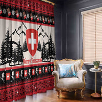 Switzerland Christmas Window Curtain Merry Swissmas - Coat Of Arms Style - Wonder Print Shop