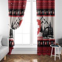 Switzerland Christmas Window Curtain Merry Swissmas - Coat Of Arms Style - Wonder Print Shop