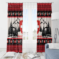 Switzerland Christmas Window Curtain Merry Swissmas - Coat Of Arms Style - Wonder Print Shop