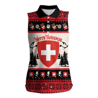 Switzerland Christmas Women Sleeveless Polo Shirt Merry Swissmas - Coat Of Arms Style - Wonder Print Shop