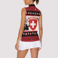 Switzerland Christmas Women Sleeveless Polo Shirt Merry Swissmas - Coat Of Arms Style - Wonder Print Shop