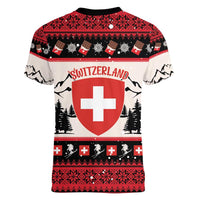 Switzerland Christmas Women V-Neck T-Shirt Merry Swissmas - Coat Of Arms Style - Wonder Print Shop