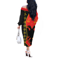 Albania Independence Day Off The Shoulder Long Sleeve Dress Albanian Proud - Flag Color - Wonder Print Shop