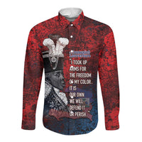 Personalized Toussaint Louverture Afro Haiti Long Sleeve Button Shirt Haitian Father Grunge Style - Wonder Print Shop