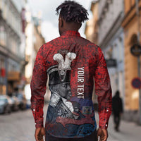 Personalized Toussaint Louverture Afro Haiti Long Sleeve Button Shirt Haitian Father Grunge Style - Wonder Print Shop