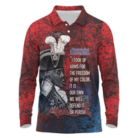 Personalized Toussaint Louverture Afro Haiti Long Sleeve Polo Shirt Haitian Father Grunge Style - Wonder Print Shop