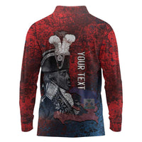 Personalized Toussaint Louverture Afro Haiti Long Sleeve Polo Shirt Haitian Father Grunge Style - Wonder Print Shop