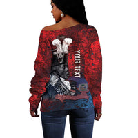 Personalized Toussaint Louverture Afro Haiti Off Shoulder Sweater Haitian Father Grunge Style - Wonder Print Shop