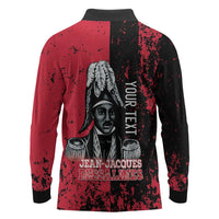 Personalized Jean-Jacques Dessalines Afro Haiti Long Sleeve Polo Shirt Emperor Of First Empire Grunge Style - Wonder Print Shop