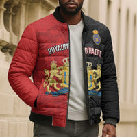 Personalized Kingdom of Haiti Bomber Puffer Jacket Sans-Souci Palace Flag Style - Wonder Print Shop