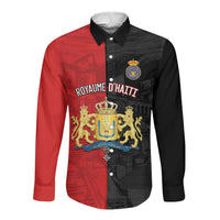Personalized Kingdom of Haiti Long Sleeve Button Shirt Sans-Souci Palace Flag Style - Wonder Print Shop