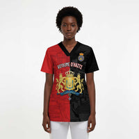 Personalized Kingdom of Haiti Scrub Top Sans-Souci Palace Flag Style - Wonder Print Shop
