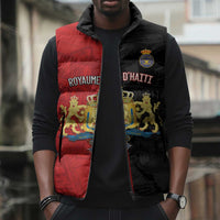 Personalized Kingdom of Haiti Sleeveless Puffer Jacket Sans-Souci Palace Flag Style - Wonder Print Shop