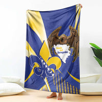 Bosnia and Herzegovina Independence Day Blanket Zlatni Ljiljan Map With Eagle Proud