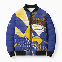 Bosnia and Herzegovina Independence Day Bomber Puffer Jacket Zlatni Ljiljan Map With Eagle Proud