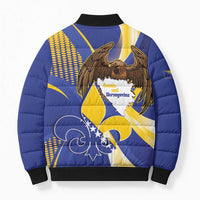 Bosnia and Herzegovina Independence Day Bomber Puffer Jacket Zlatni Ljiljan Map With Eagle Proud