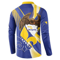 Bosnia and Herzegovina Independence Day Button Sweatshirt Zlatni Ljiljan Map With Eagle Proud
