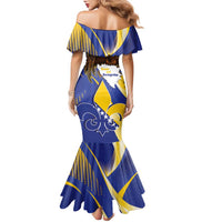 Bosnia and Herzegovina Independence Day Family Matching Mermaid Dress and Hawaiian Shirt Zlatni Ljiljan Map With Eagle Proud