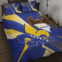 Bosnia and Herzegovina Independence Day Quilt Bed Set Zlatni Ljiljan Map With Eagle Proud