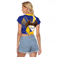 Bosnia and Herzegovina Independence Day Raglan Cropped T Shirt Zlatni Ljiljan Map With Eagle Proud