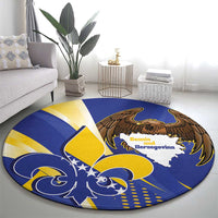 Bosnia and Herzegovina Independence Day Round Carpet Zlatni Ljiljan Map With Eagle Proud