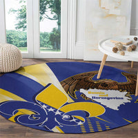 Bosnia and Herzegovina Independence Day Round Carpet Zlatni Ljiljan Map With Eagle Proud