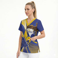 Bosnia and Herzegovina Independence Day Scrub Top Zlatni Ljiljan Map With Eagle Proud