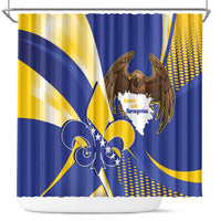 Bosnia and Herzegovina Independence Day Shower Curtain Zlatni Ljiljan Map With Eagle Proud
