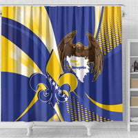 Bosnia and Herzegovina Independence Day Shower Curtain Zlatni Ljiljan Map With Eagle Proud
