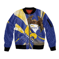Bosnia and Herzegovina Independence Day Sleeve Zip Bomber Jacket Zlatni Ljiljan Map With Eagle Proud