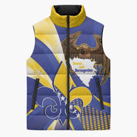 Bosnia and Herzegovina Independence Day Sleeveless Puffer Jacket Zlatni Ljiljan Map With Eagle Proud