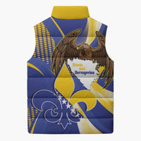 Bosnia and Herzegovina Independence Day Sleeveless Puffer Jacket Zlatni Ljiljan Map With Eagle Proud