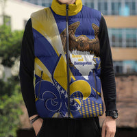 Bosnia and Herzegovina Independence Day Sleeveless Puffer Jacket Zlatni Ljiljan Map With Eagle Proud