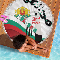 Bulgaria Liberation Day Beach Blanket Happy 3rd March Shipka Monument Curve Flag