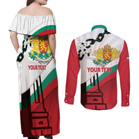 Personalized Bulgaria Liberation Day Couples Matching Off Shoulder Maxi Dress and Long Sleeve Button Shirt Happy 3rd March Shipka Monument Curve Flag