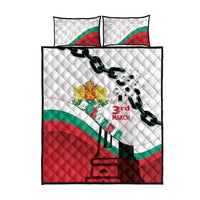 Bulgaria Liberation Day Quilt Bed Set Happy 3rd March Shipka Monument Curve Flag