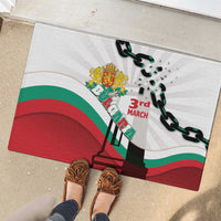 Bulgaria Liberation Day Rubber Doormat Happy 3rd March Shipka Monument Curve Flag