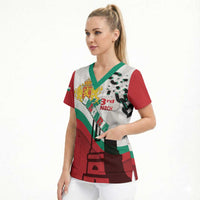 Personalized Bulgaria Liberation Day Scrub Top Happy 3rd March Shipka Monument Curve Flag