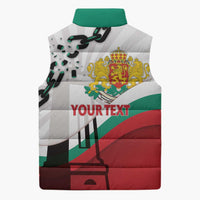 Personalized Bulgaria Liberation Day Sleeveless Puffer Jacket Happy 3rd March Shipka Monument Curve Flag