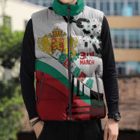 Personalized Bulgaria Liberation Day Sleeveless Puffer Jacket Happy 3rd March Shipka Monument Curve Flag