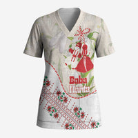 Baba Marta Bulgaria Scrub Top Martenitsa Snowdrop Shevitsa Folk Pattern