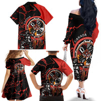 Canada National Aboriginal Day Family Matching Off The Shoulder Long Sleeve Dress and Hawaiian Shirt Indigenous Peoples Inuksuit With Dreamcatcher - Wonder Print Shop