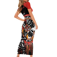 Canada National Aboriginal Day Short Sleeve Bodycon Dress Indigenous Peoples Inuksuit With Dreamcatcher - Wonder Print Shop