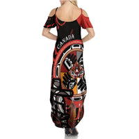 Canada National Aboriginal Day Summer Maxi Dress Indigenous Peoples Inuksuit With Dreamcatcher - Wonder Print Shop